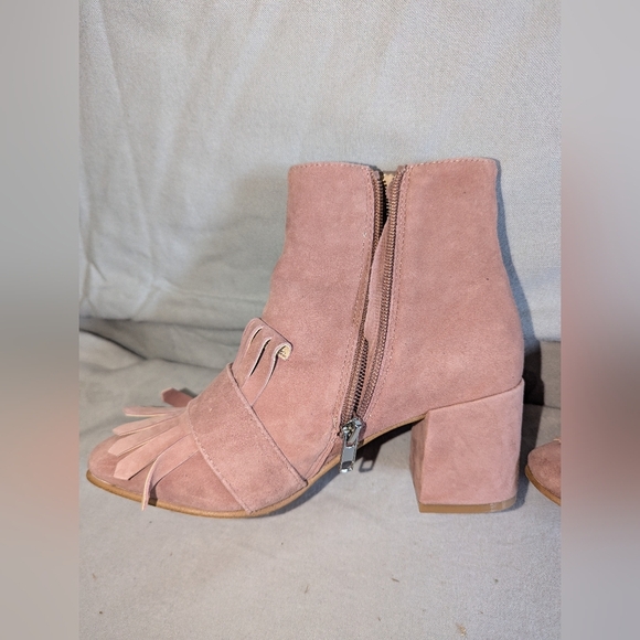 Steven Steve Madden Shooter Pink Suede Leather Ankle Boots Sz 5.5W - Picture 5 of 13